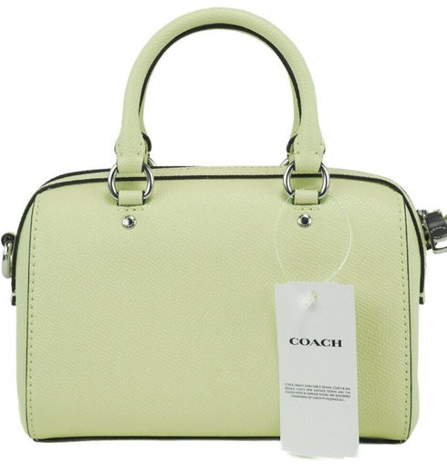 COACH (C9950) Mini Rowan Pale Lime Crossgrain Leather Satchel Crossbody Handbag